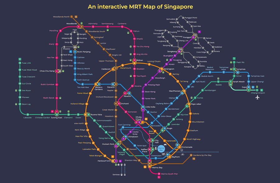 Bản đồ hệ thống MRT Singapore mới nhất