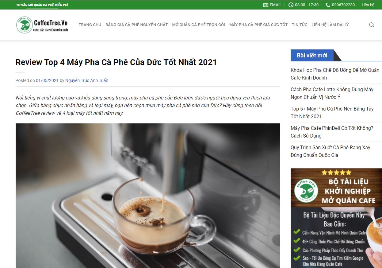 bài SEO cho Coffee Tree – Review máy pha café